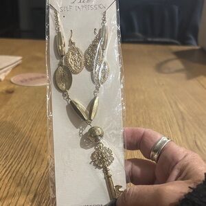 Gold Statement Necklace and Earring Set